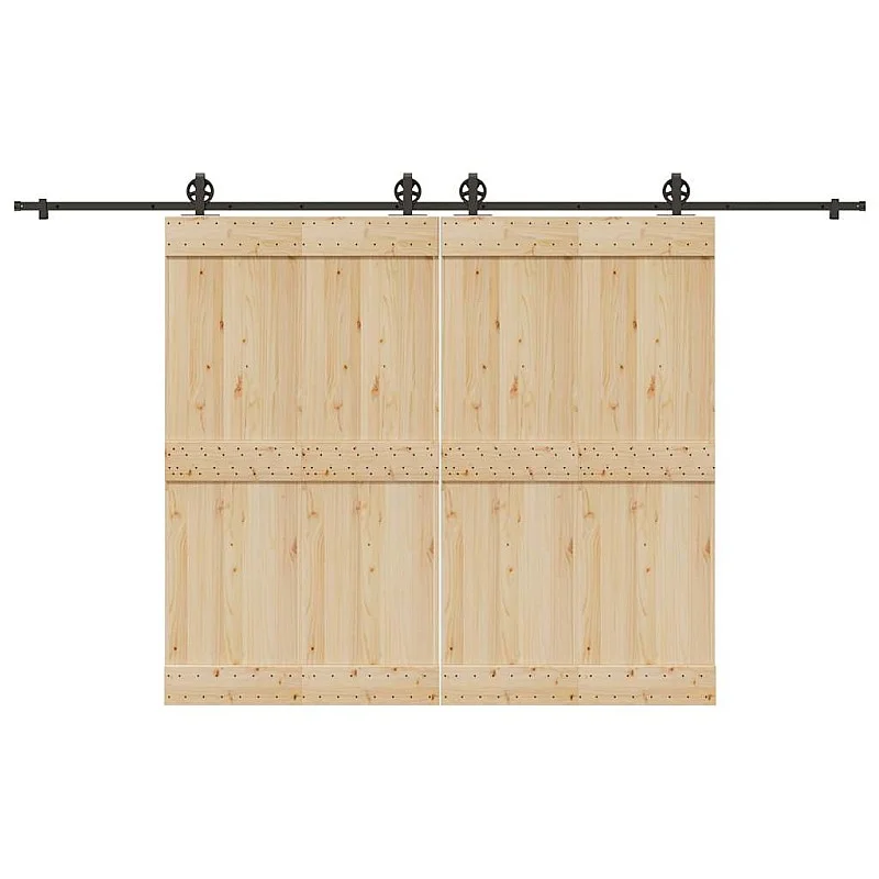 Stumdomų durų įrangos rinkinys, juodos sp., 366 cm, plienas