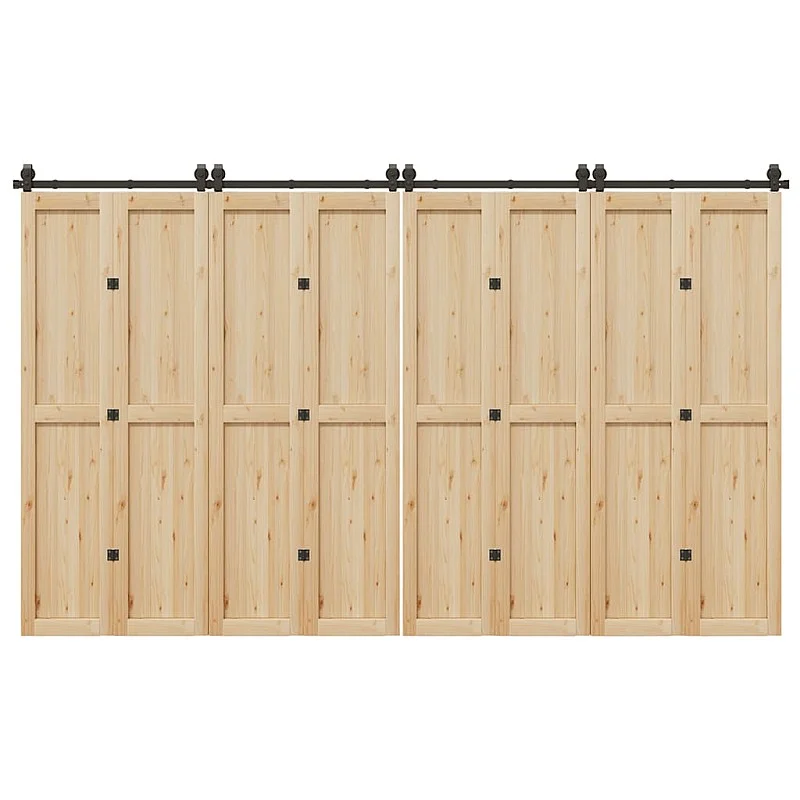 Stumdomų durų įrangos rinkinys, juodos sp., 366 cm, plienas