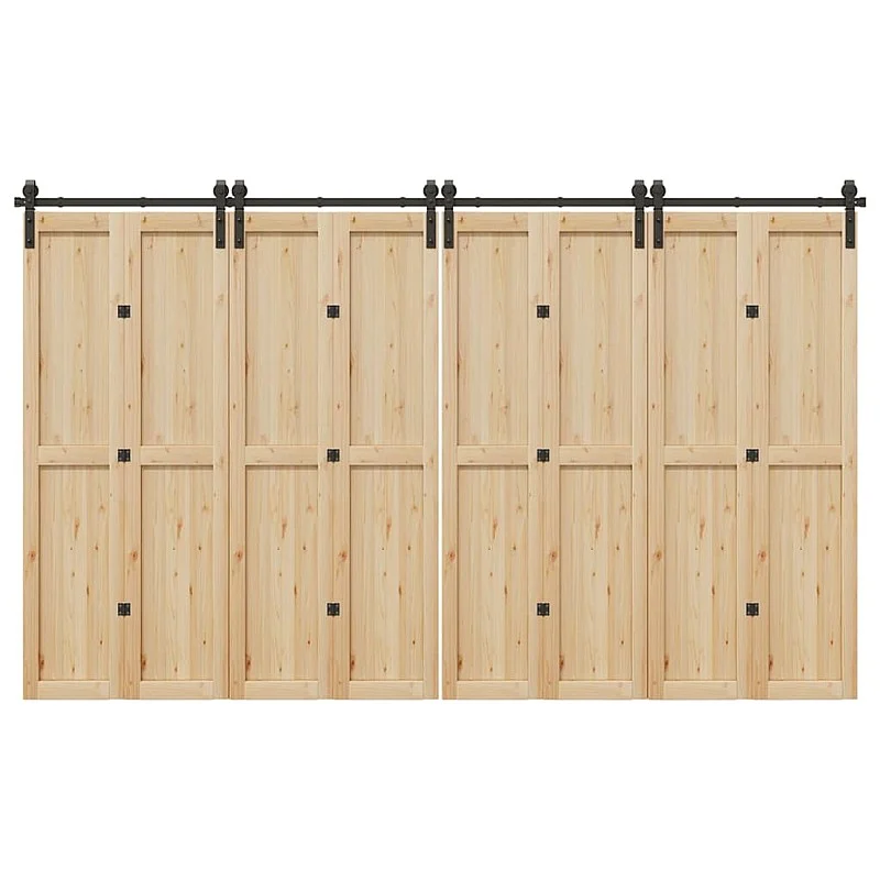 Stumdomų durų įrangos rinkinys, juodos sp., 366 cm, plienas