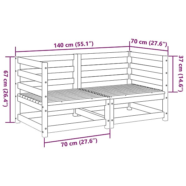 2-daļīgs dārza dīvāna komplekts, impregnēts priedes koks