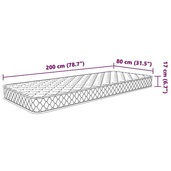atmiņas efekta putu matracis, balts, 80x200x17 cm