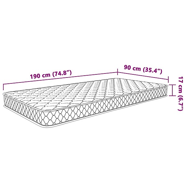 atmiņas efekta putu matracis, balts, 90x190x17 cm