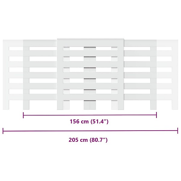 radiatora pārsegs, balts, 205x21,5x83,5 cm, inženierijas koks