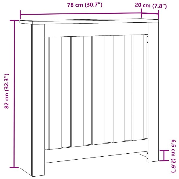 radiatora pārsegs, balts, 78x20x82 cm, inženierijas koks