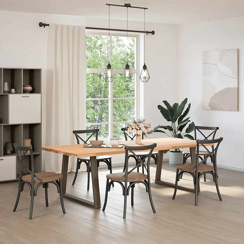 Ēdamistabas galda kājas V-veida 2 gab Dabīgais tērauds