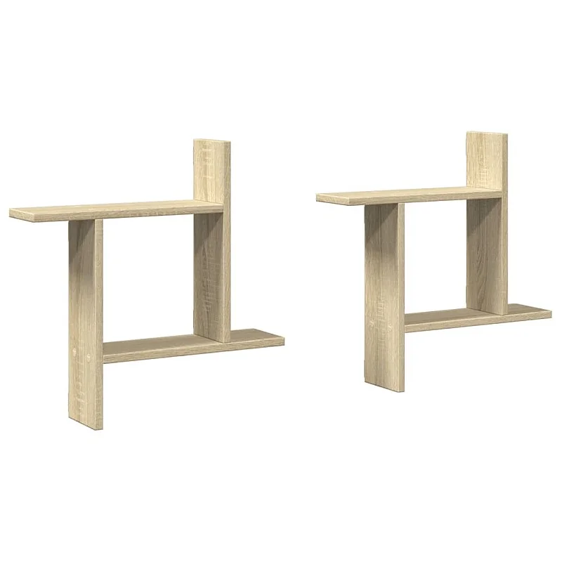 Sieninės lentynos, 2vnt., ąžuolo, 50x12x50cm, apdirbta mediena Sieninės lentynos, 2vnt., ąžuolo, 50x12x50cm, apdirbta mediena