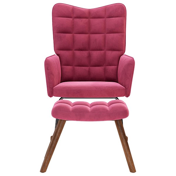 Šūpuļkrēsls ar Stool Wine Red Velvet