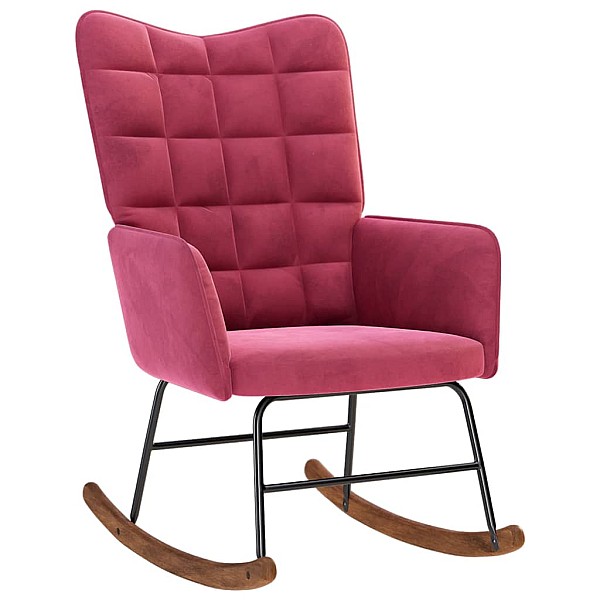 Šūpuļkrēsls ar Stool Wine Red Velvet