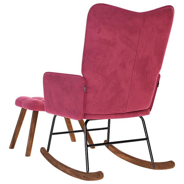 Šūpuļkrēsls ar Stool Wine Red Velvet