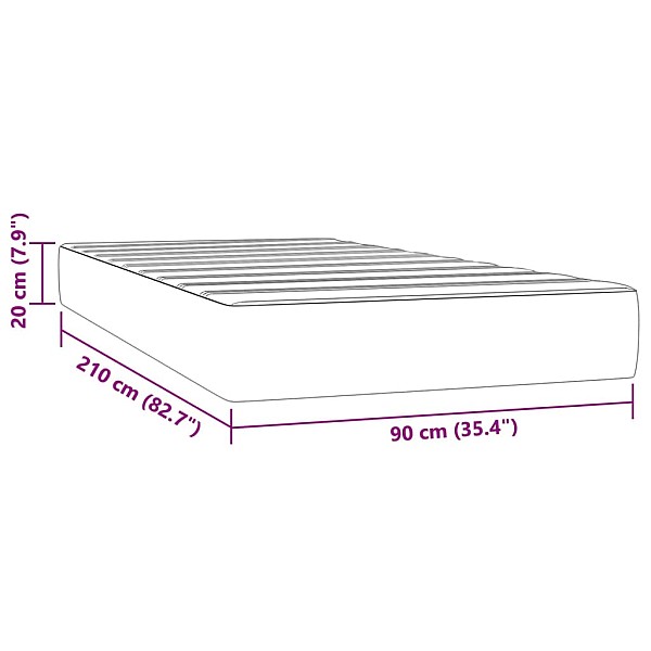 kabatu atsperu matracis, melns, 90x210x20 cm, samts