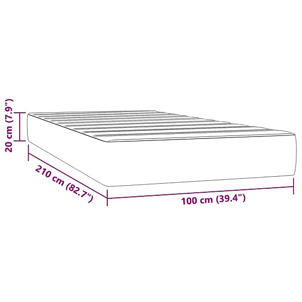 kabatu atsperu matracis, melns, 100x210x20 cm, samts