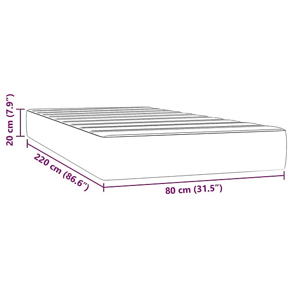 kabatu atsperu matracis, melns, 80x220x20 cm, samts