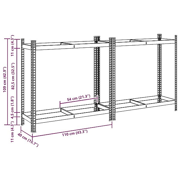 2 slāņu riepu plaukti 2 gab sudrabs 110x40x109 cm Tērauds