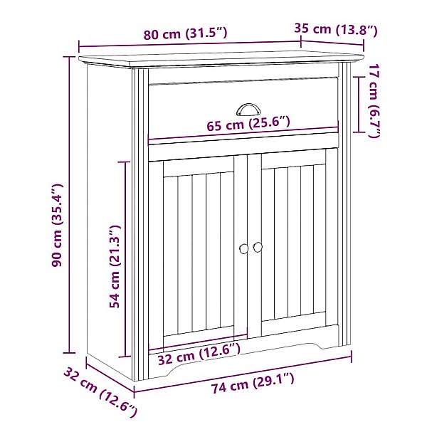 priekšnama skapis, BODO, balts un brūns, 80x35x90 cm