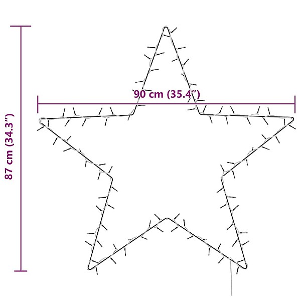 Ziemassvētku gaismas zvaigznes siluets 115 gaismas diodes