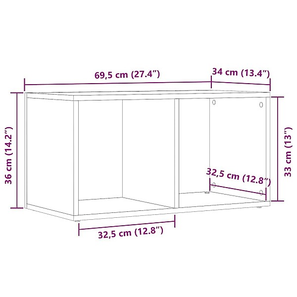 LP mantu kastes, veca koka, 69,5x34x36 cm, inženierijas koks