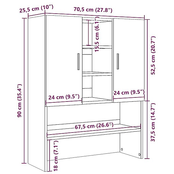 veļasmašīnas skapītis, koka krāsa, 70,5x25,5x90 cm