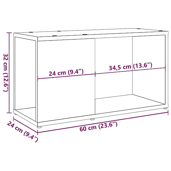 TV skapītis, koka krāsa, 60x24x32 cm, inženierijas koks