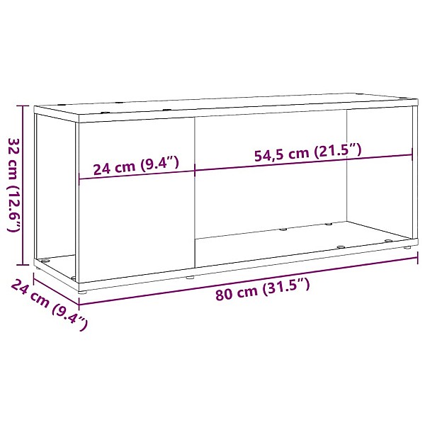 TV skapītis, koka krāsā, 80x24x32cm, inženierijas koks