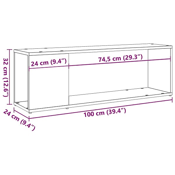 TV plaukts, veca koka, 100x24x32 cm, inženierijas koks