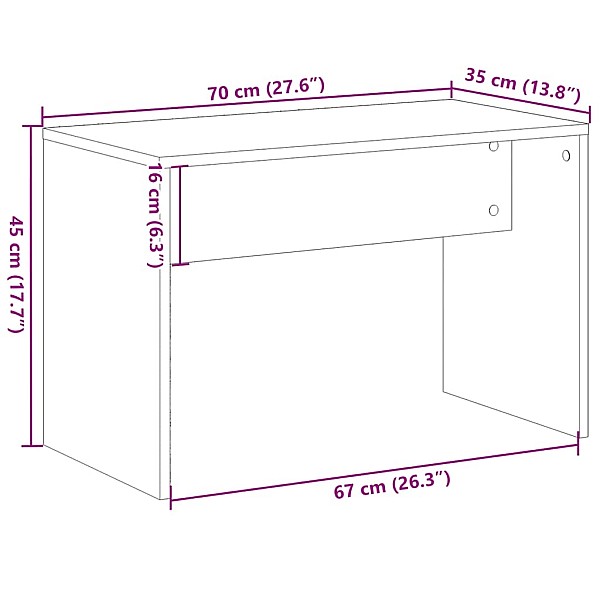 spoguļgaldiņa sols, vecs koks, 70x35x45 cm, inženierijas koks