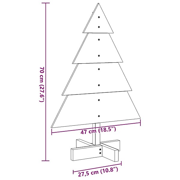 koka Ziemassvētku eglīte dekorēšanai, 70 cm, masīvkoks