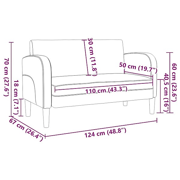 Loveseat dīvāns, tumši pelēks, 110 cm, mākslīgā āda