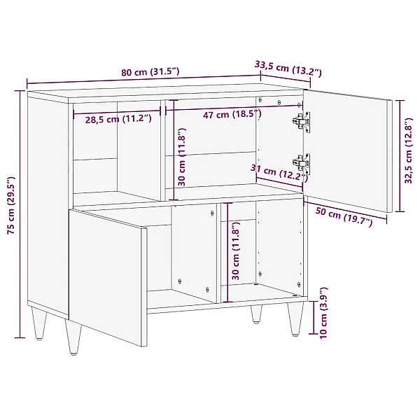 Bufete 80x33,5x75 cm Masīvkoka Mango