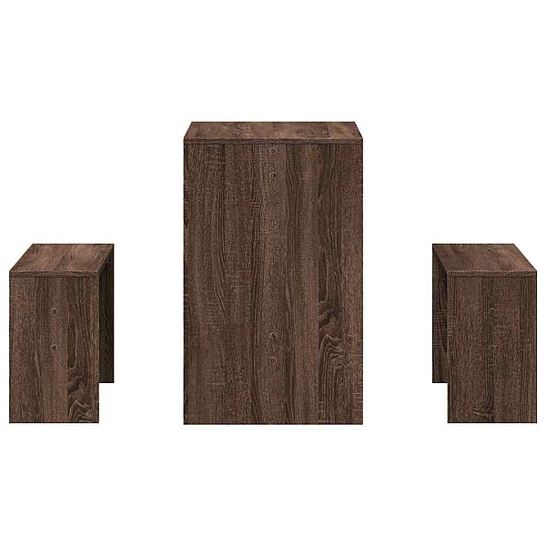 3 daļīgs ēdamgalda un sola komplekts Brown Oak Engineered Wood