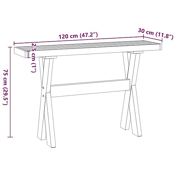 konsoles galds NOAIN X formas kājas 120x30x75 cm