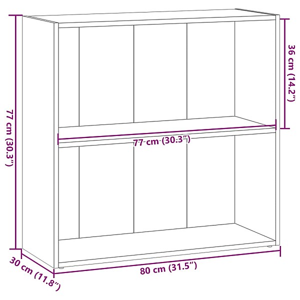 grāmatu plaukts, pelēka koka, 80x30x77 cm, inženierijas koks