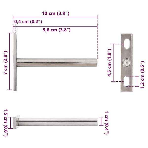 peldošie plauktu kronšteini 12 gab. Ø10x100 mm oglekļa tērauds