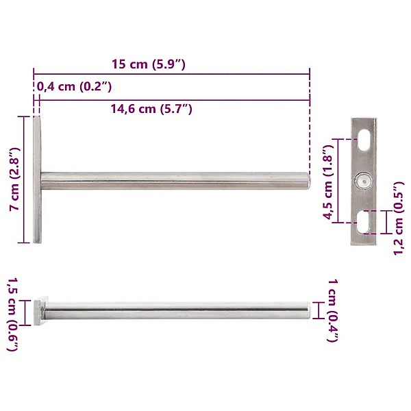 peldošie plauktu kronšteini 12 gab. Ø10x150 mm oglekļa tērauds