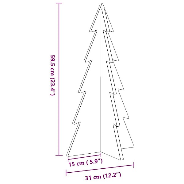 koka Ziemassvētku eglīte, 59,5 cm, priedes masīvkoks