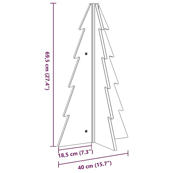 koka Ziemassvētku eglīte vaska brūna 69,5 cm priedes masīvkoks