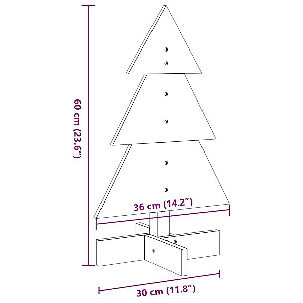 koka Ziemassvētku eglīte, balta, 60 cm, priedes masīvkoks