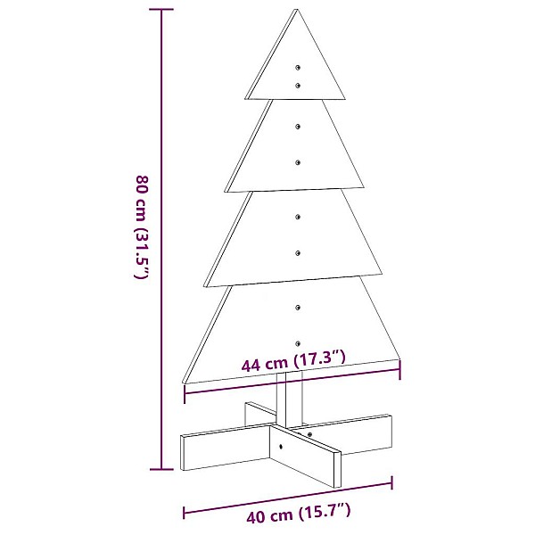 koka Ziemassvētku eglīte, vaska brūna, 80 cm, priedes masīvkoks