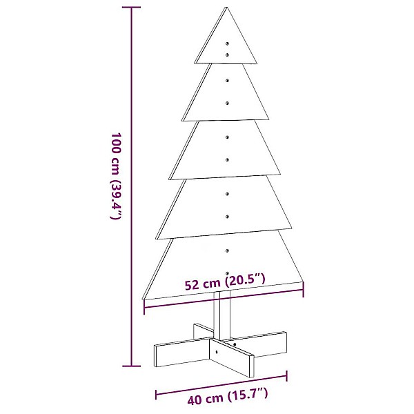 koka Ziemassvētku eglīte, balta, 100 cm, priedes masīvkoks