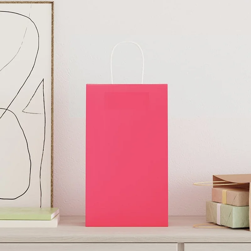 Popieriniai maišeliai 50vnt. su rankenomis, rožinis, 21x11x36cm Popieriniai maišeliai 50vnt. su rankenomis, rožinis, 21x11x36cm