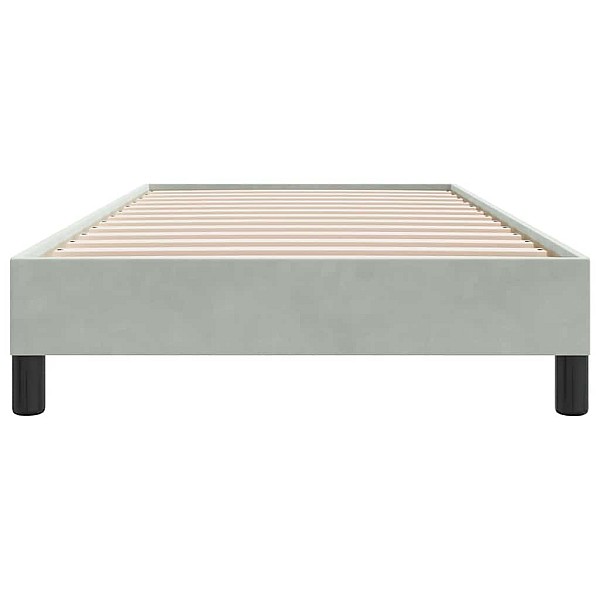 Box Spring Gulta bez matrača Gaiši pelēka 90x210 cm samts