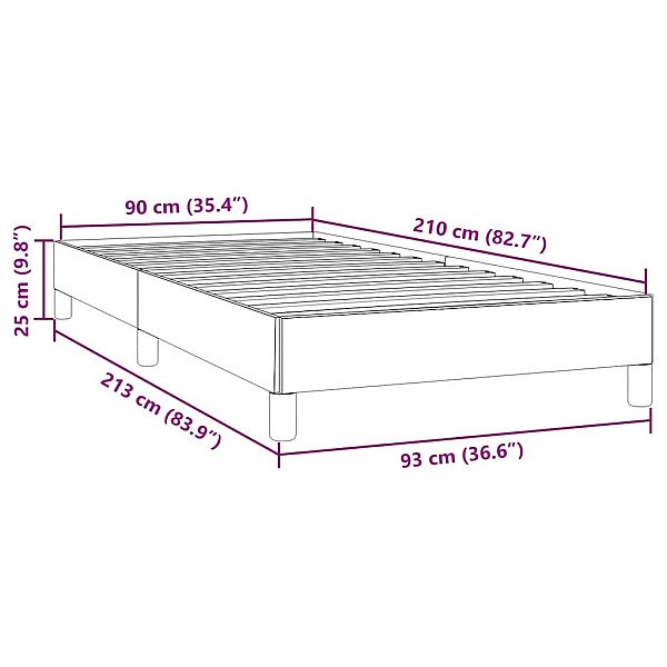 Box Spring Gulta bez matrača Gaiši pelēka 90x210 cm samts