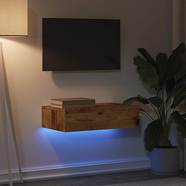 TV skapītis ar LED lampiņām, veca koka, 60x35x15,5 cm