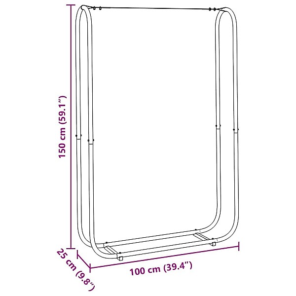 malkas plaukts ar tērauda stiepli 100x25x150 cm cinkots tērauds