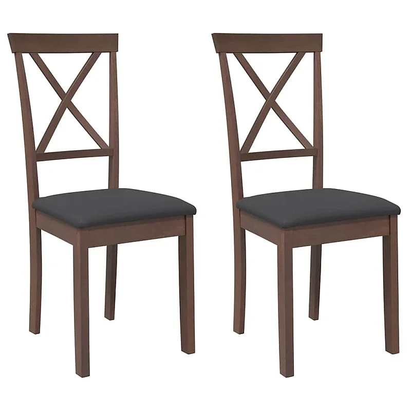 Ēdamistabas krēsli ar spilveniem 2 gab. Brūna masīvkoka gumija Ēdamistabas krēsli ar spilveniem 2 gab. Brūna masīvkoka gumija