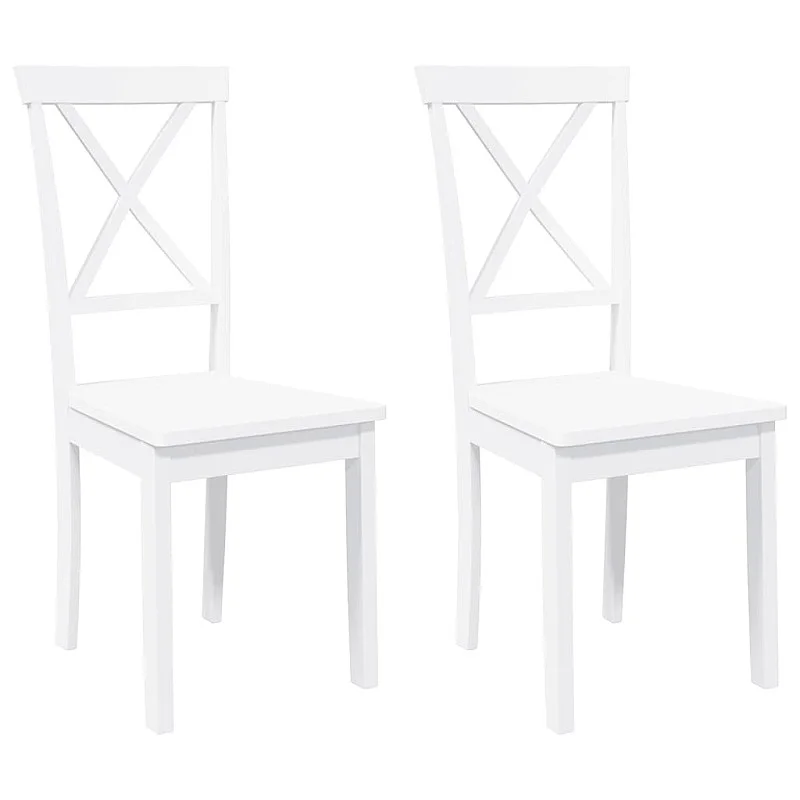 Ēdamistabas krēsli 2 gab. Balta masīvkoka gumija Ēdamistabas krēsli 2 gab. Balta masīvkoka gumija