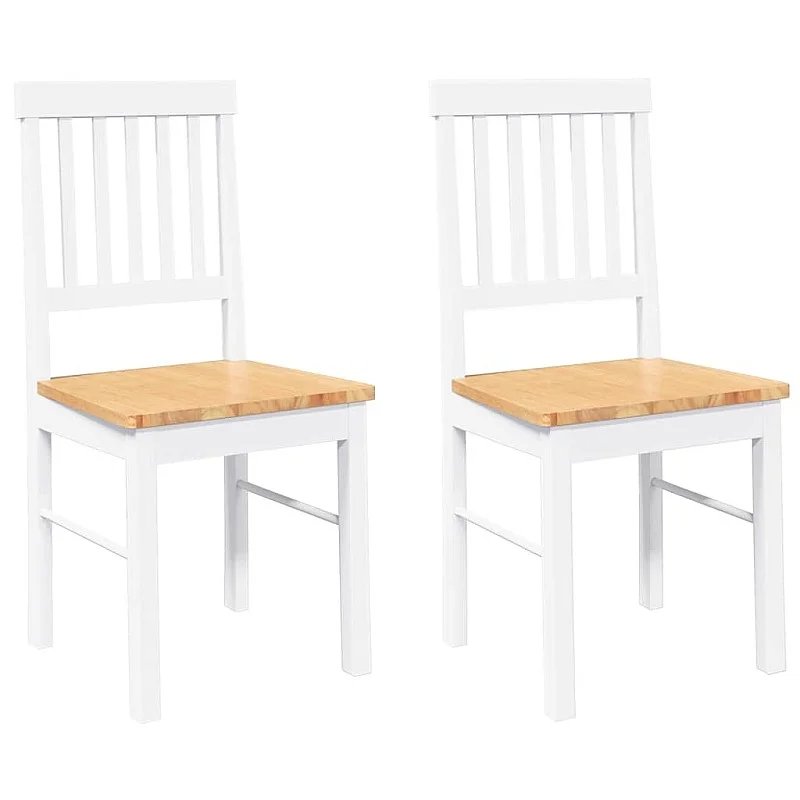 Ēdamistabas krēsli 2 gab. Balta masīvkoka gumija Ēdamistabas krēsli 2 gab. Balta masīvkoka gumija