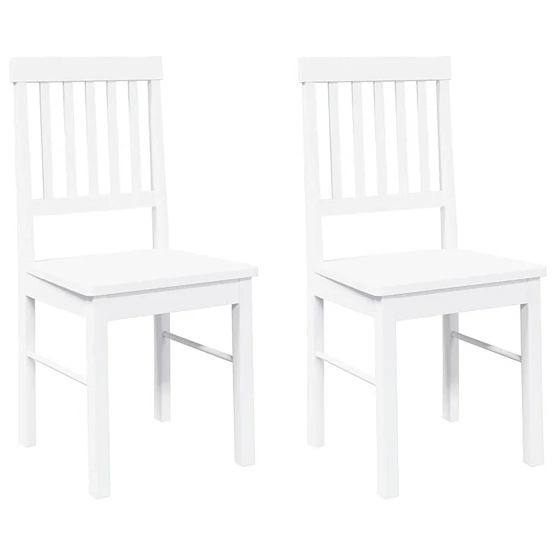 Ēdamistabas krēsli 2 gab. Balta masīvkoka gumija Ēdamistabas krēsli 2 gab. Balta masīvkoka gumija