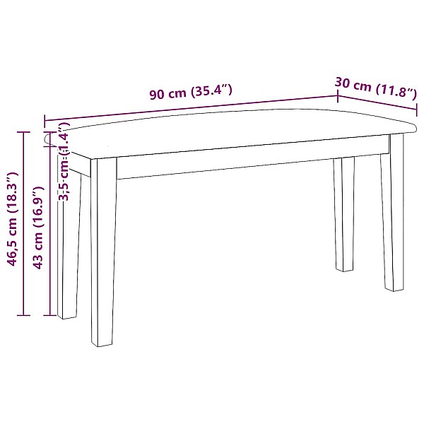 Sols 90 cm Brūns Masīvkoka gumija