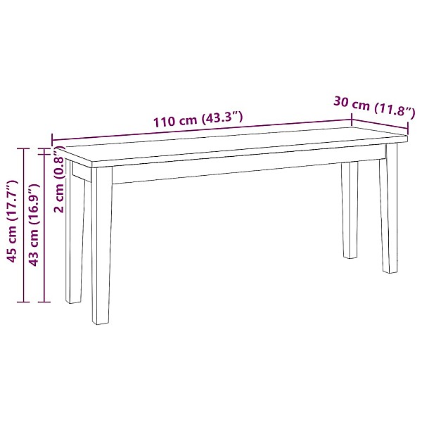 Sols 110 cm Balta masīvkoka gumija