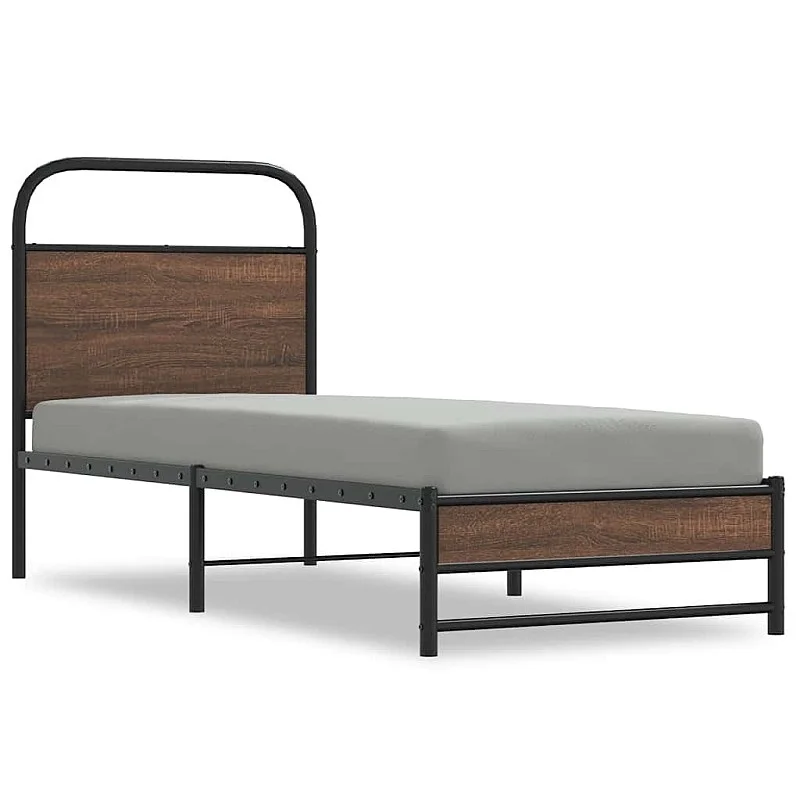 gulta bez matrača, brūna ozola, 80x200 cm, inženierijas koks gulta bez matrača, brūna ozola, 80x200 cm, inženierijas koks